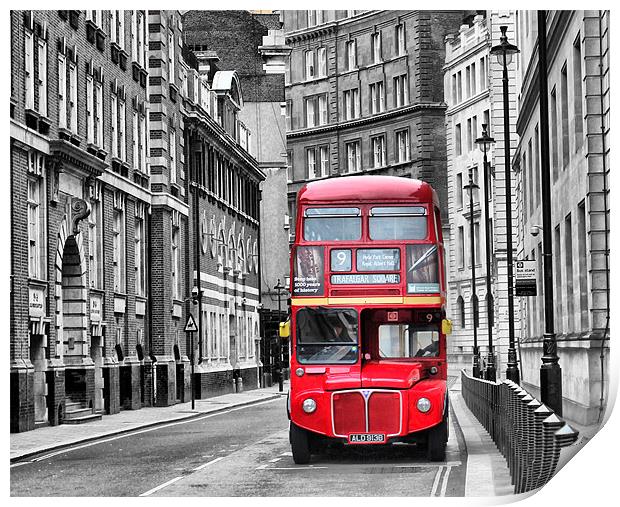 Red London Bus Print by HELEN PARKER