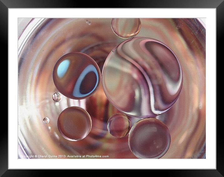 Space Marbles Framed Mounted Print by Cheryl Quine