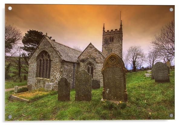 Cornish Churchyard Acrylic by Dave Bell