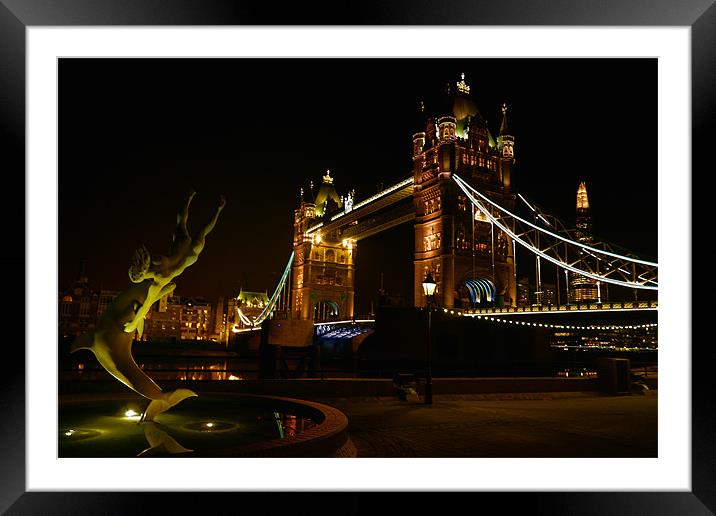 Tower Bridge and Dolphin Framed Mounted Print by Dean Messenger