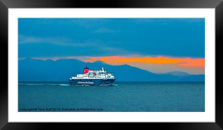 Arran Ferry at Dusk Framed Mounted Print by Tylie Duff Photo Art