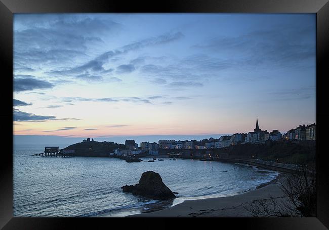 Tenby at Dawn Framed Print by Simon West