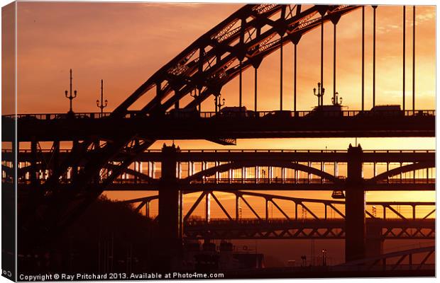 Newcastle Bridges at Sunset Canvas Print by Ray Pritchard