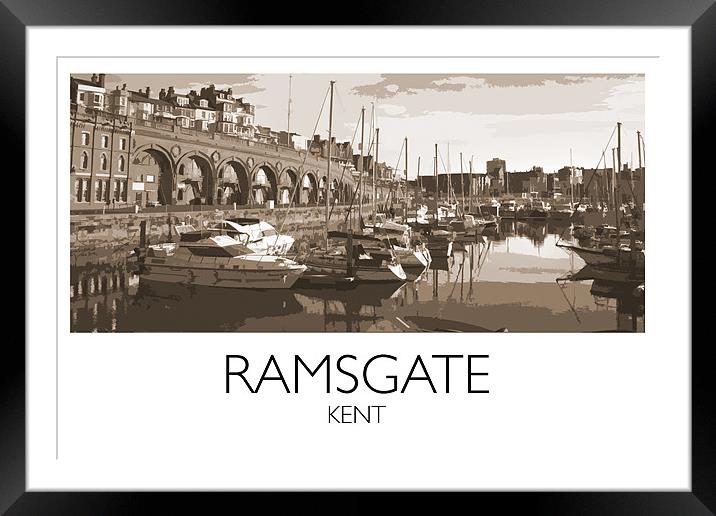 Ramsgate Harbour, Vintage Railway Style Framed Mounted Print by Karen Slade