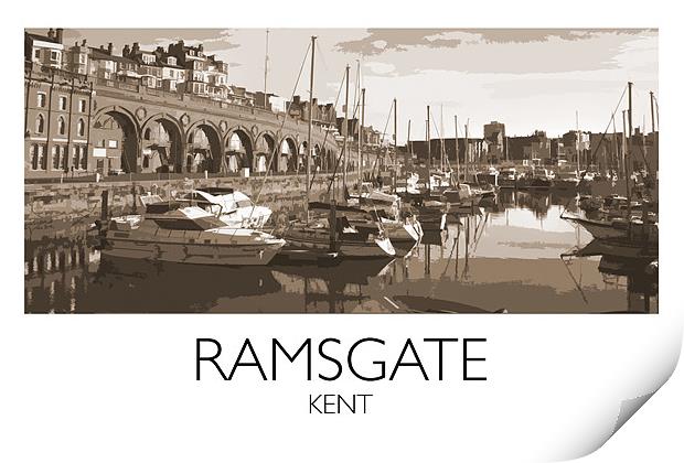Ramsgate Harbour, Vintage Railway Style Print by Karen Slade