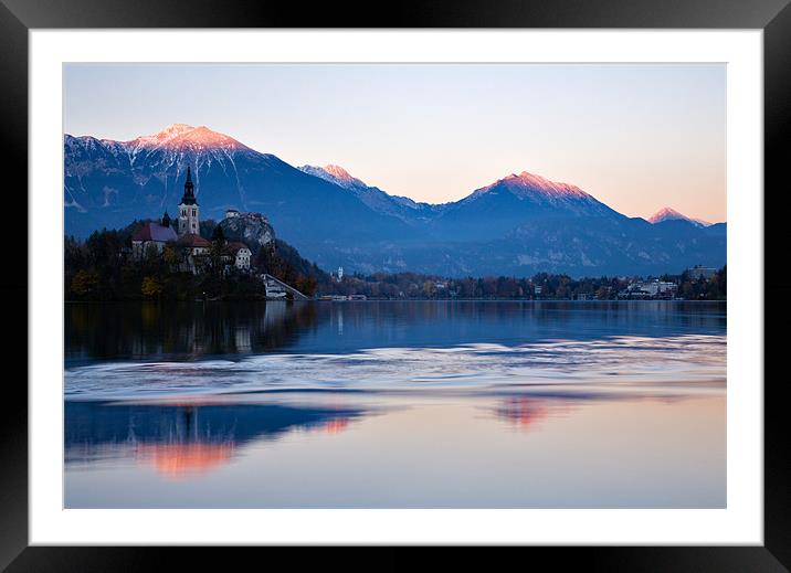 Sunset over Lake Bled Framed Mounted Print by Ian Middleton