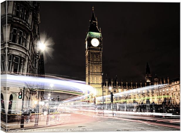 Big Ben with Light Trails Canvas Print by Jasna Buncic