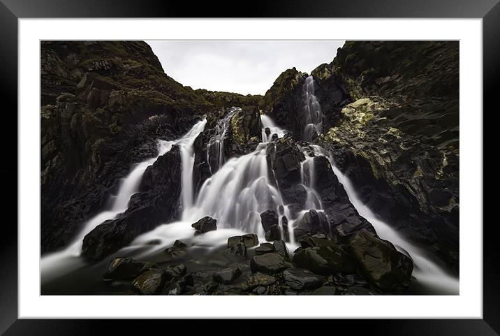 Waterfall at Welcombe Mouth Devon Framed Mounted Print by Mike Gorton