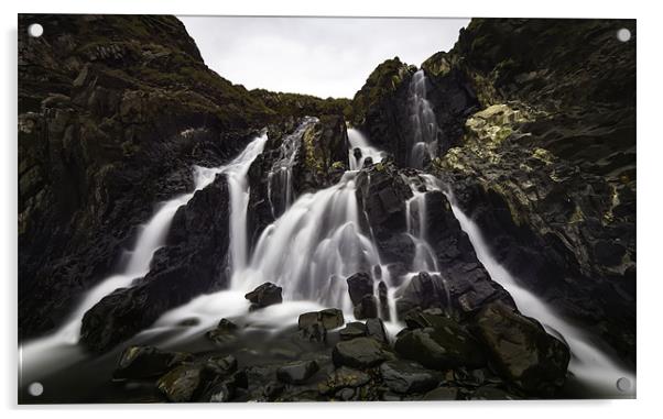 Waterfall at Welcombe Mouth Devon Acrylic by Mike Gorton