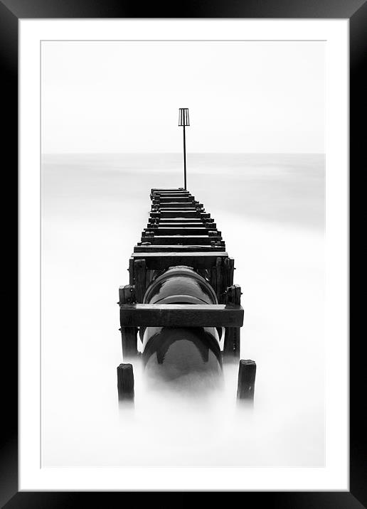 Mono Jetty Framed Mounted Print by Malcolm Wood
