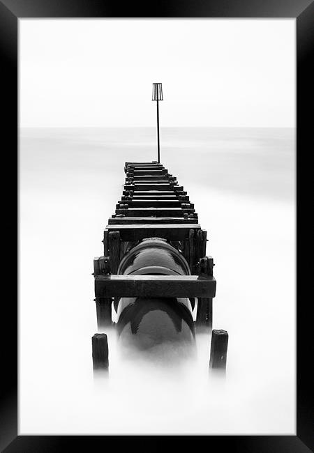 Mono Jetty Framed Print by Malcolm Wood
