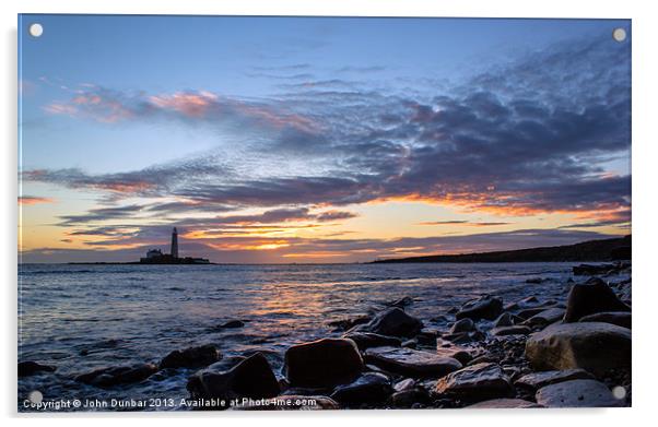 Sunrise at St Marys Lighthouse Acrylic by John Dunbar