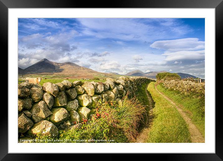 Rural pathway into the Mournes Framed Mounted Print by David McFarland