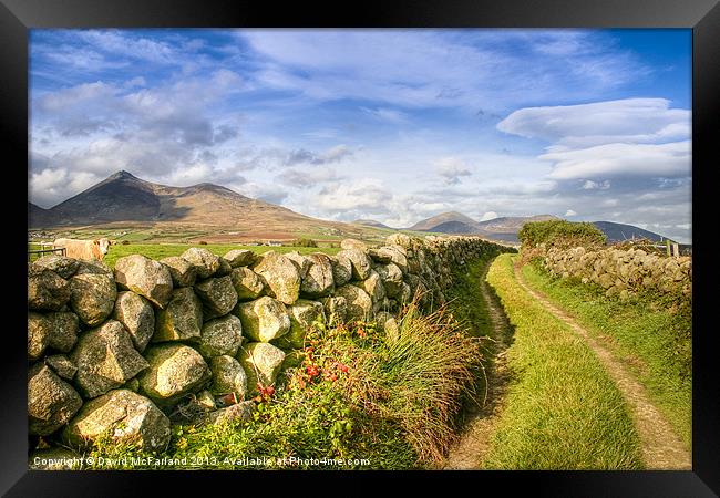 Rural pathway into the Mournes Framed Print by David McFarland