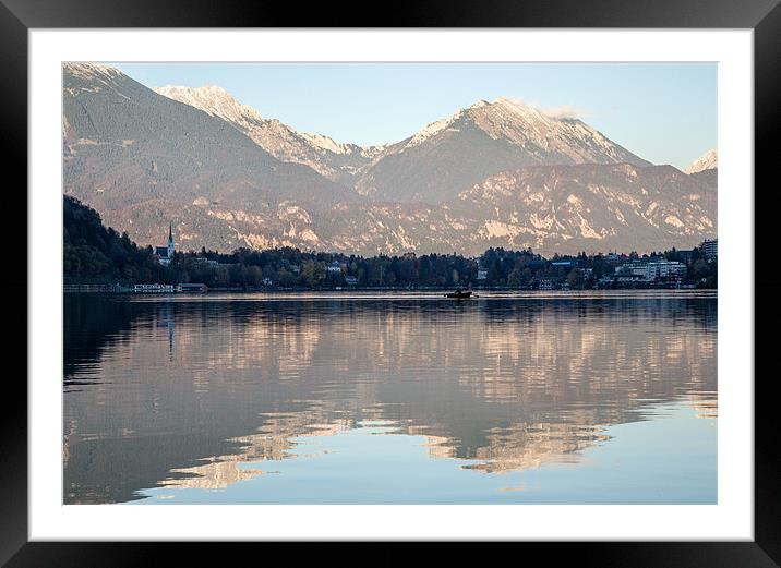 Evening over Lake Bled Framed Mounted Print by Ian Middleton