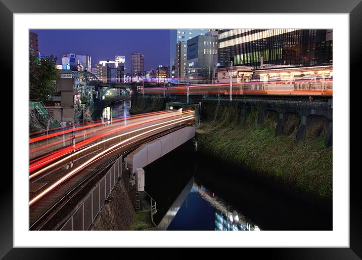 Light Trails Weave Through Tokyo Framed Mounted Print by Duane Walker