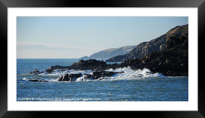 Cove Bay Coastline Framed Mounted Print by Vicky Mitchell