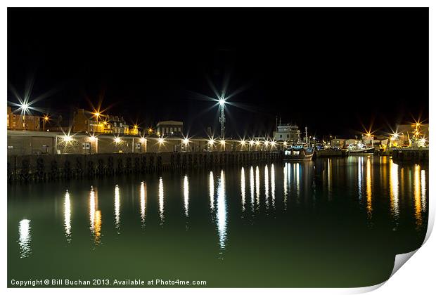 Peterhead Harbour Night Photo Print by Bill Buchan