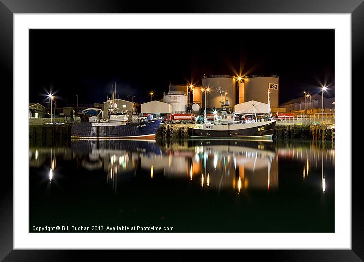 Peterhead Harbour Night Photo Framed Mounted Print by Bill Buchan
