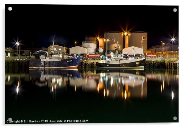 Peterhead Harbour Night Photo Acrylic by Bill Buchan