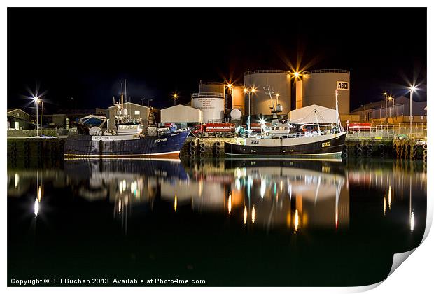 Peterhead Harbour Night Photo Print by Bill Buchan