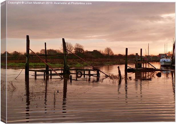 Skippool Creek Sunset., Canvas Print by Lilian Marshall