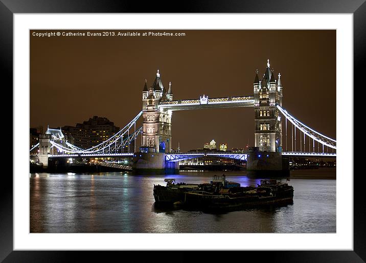 Tower Bridge at Night Framed Mounted Print by Catherine Fowler