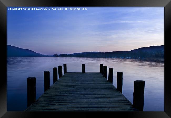 Coniston Jetty Sunset Framed Print by Catherine Fowler