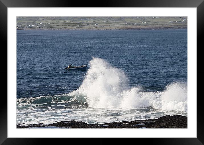 Wave to boat Framed Mounted Print by Tony Reddington