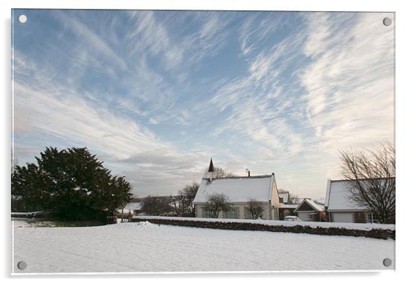 Winter at Rudston Acrylic by David Hollingworth