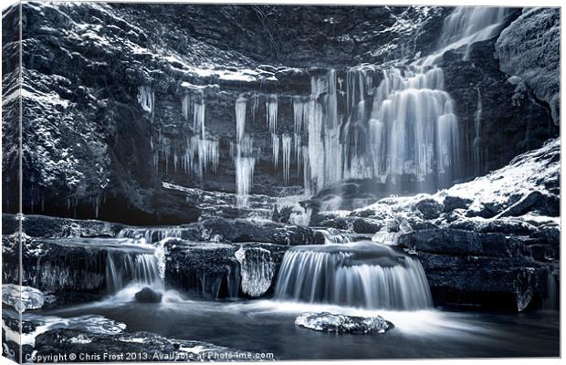Winter Wonders at Scaleber Force (BW) Canvas Print by Chris Frost