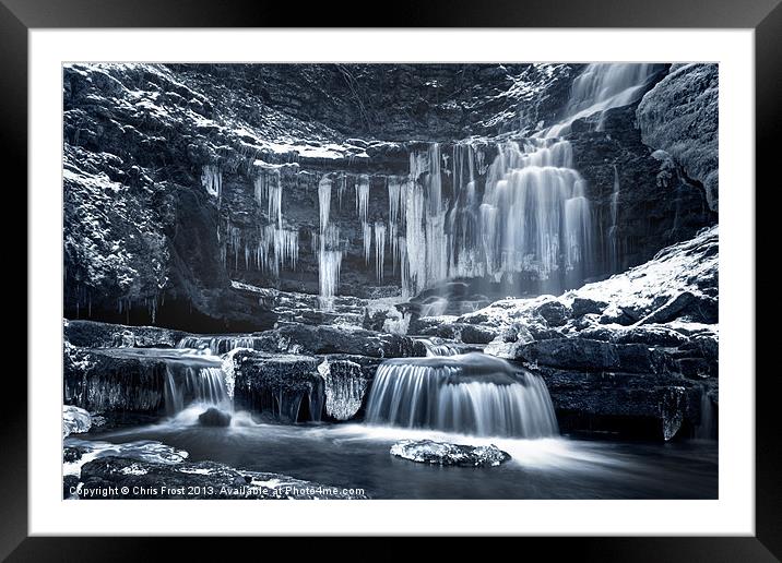 Winter Wonders at Scaleber Force (BW) Framed Mounted Print by Chris Frost