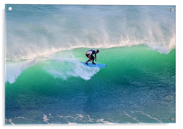 Porthtowan Surf #1 Acrylic by Jonathan OConnell