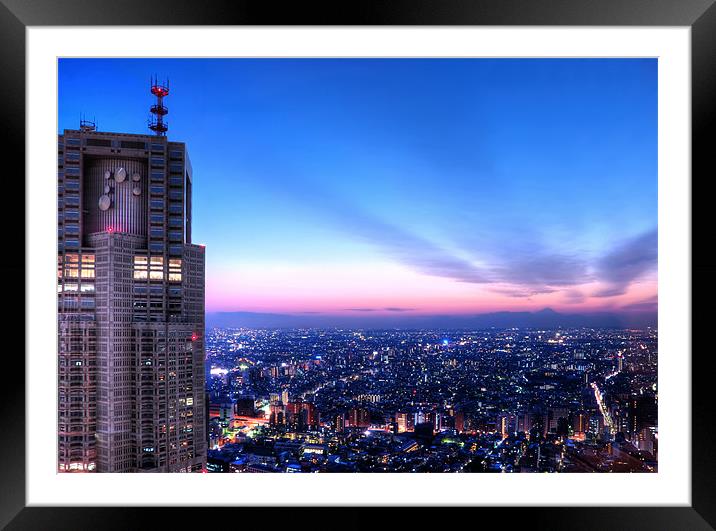 Tokyo Metropolitan Government Building Sunset Framed Mounted Print by Duane Walker