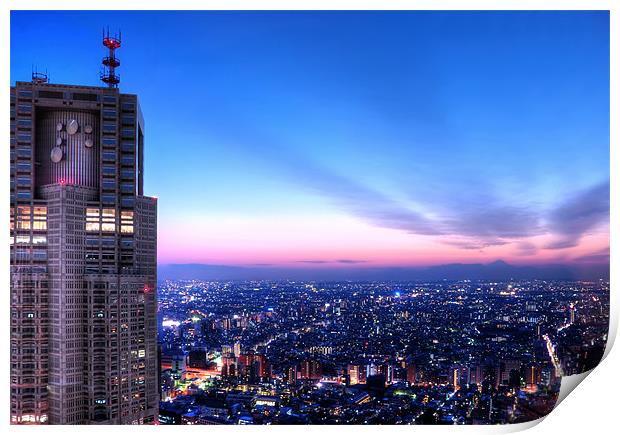 Tokyo Metropolitan Government Building Sunset Print by Duane Walker