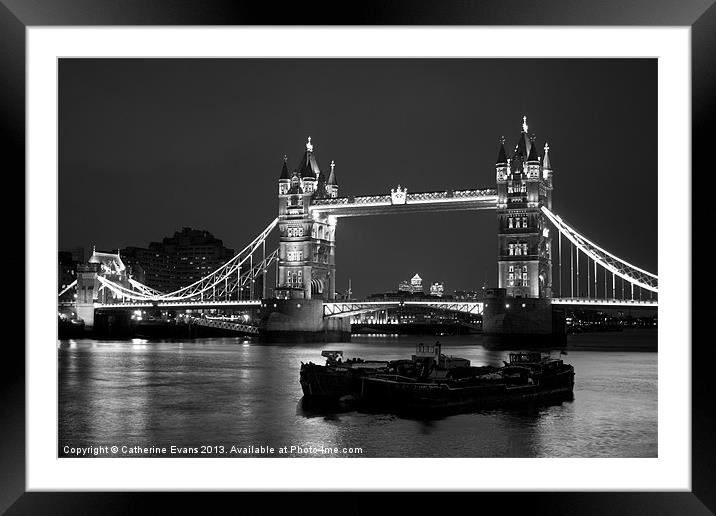 Tower Bridge black and white Framed Mounted Print by Catherine Fowler