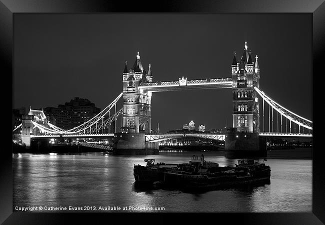 Tower Bridge black and white Framed Print by Catherine Fowler