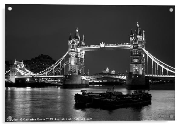 Tower Bridge black and white Acrylic by Catherine Fowler