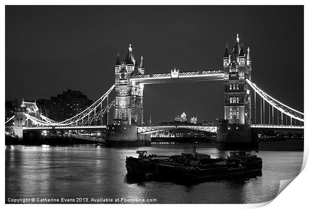 Tower Bridge black and white Print by Catherine Fowler