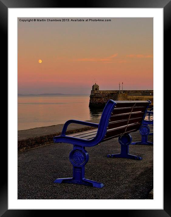 Blue Bench, Blue Moon Framed Mounted Print by Martin Chambers