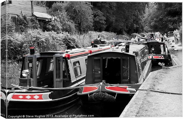 Boats on the Basingstoke Canal Canvas Print by Steve Hughes