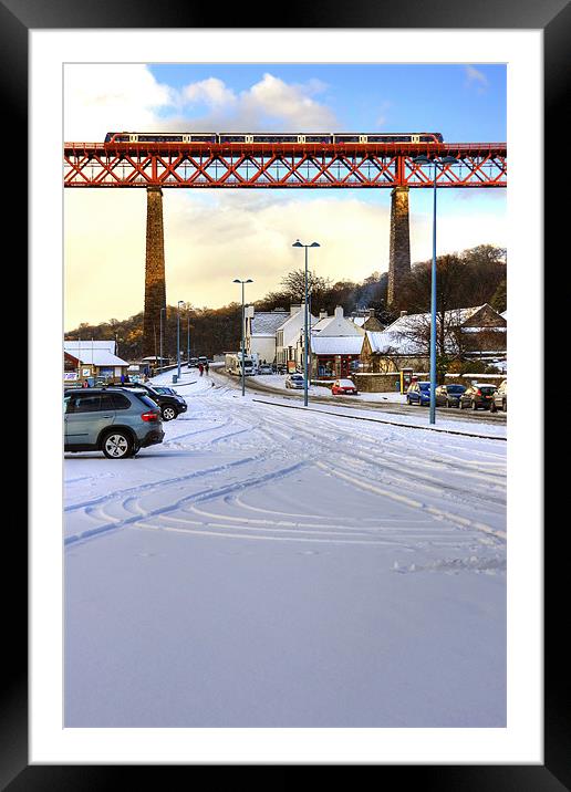 Queensferry Promenade in the snow Framed Mounted Print by Tom Gomez