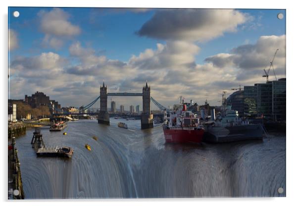 River Thames Waterfall Acrylic by David Pyatt