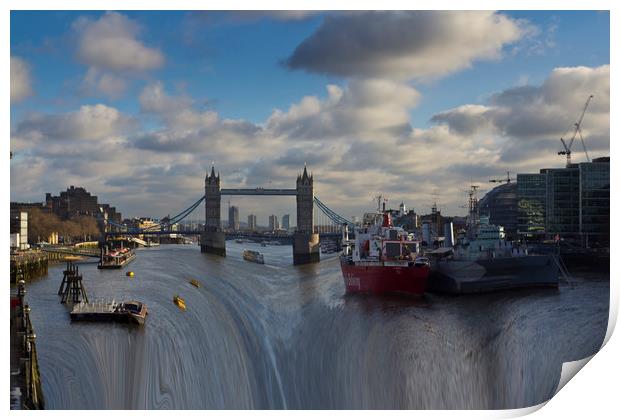 River Thames Waterfall Print by David Pyatt