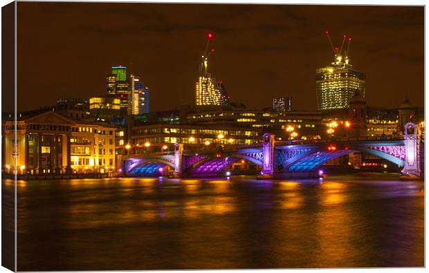 Southwark Bridge Lights Canvas Print by Clive Eariss