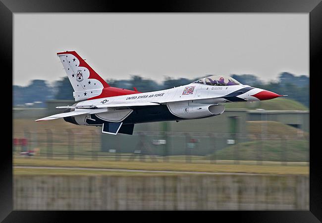 USAF Thunderbird keeps it low Framed Print by Rachel & Martin Pics