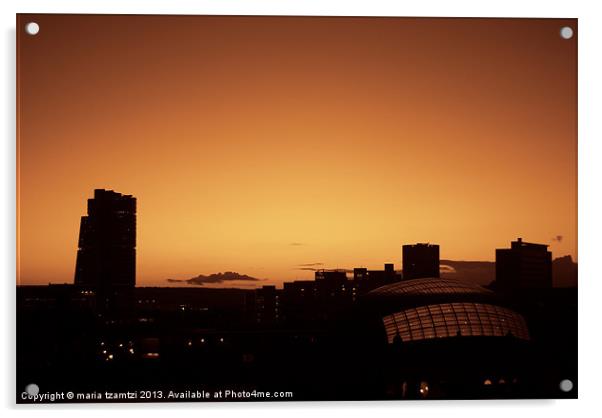 Leeds by dusk Acrylic by Maria Tzamtzi Photography