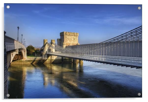 Conwy Suspension Bridge Acrylic by Ian Mitchell