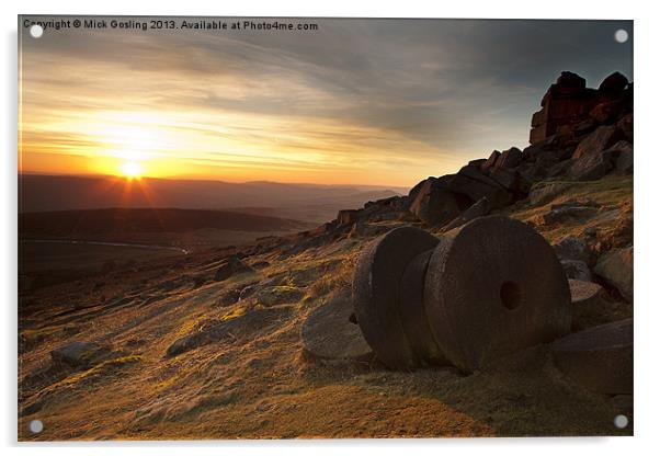 Stanage Edge Sunset Acrylic by RSRD Images 