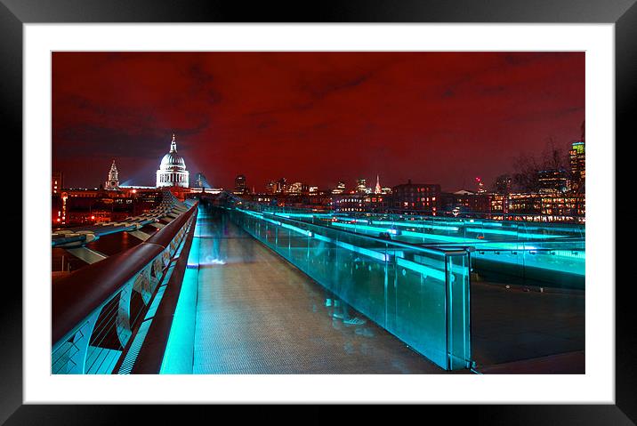 Millennium Bridge Night Fall 2 Framed Mounted Print by Clive Eariss